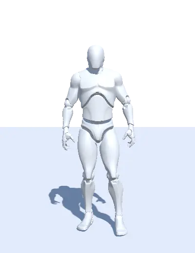 Animation of a 3D humanoid character performing a Roll Forward action.