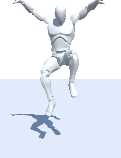 Animation of a 3D humanoid character performing a Falling Loop action.