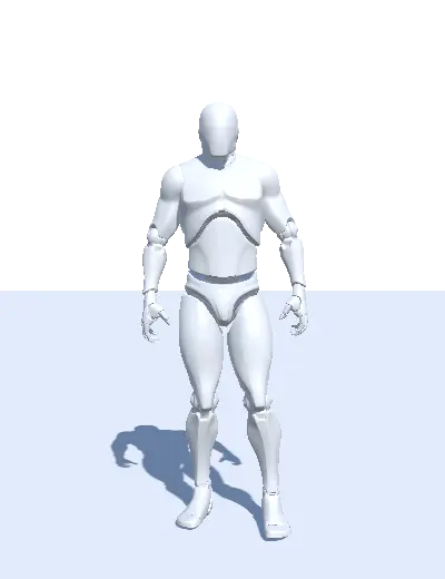 Animation of a 3D humanoid character performing a Jump action.