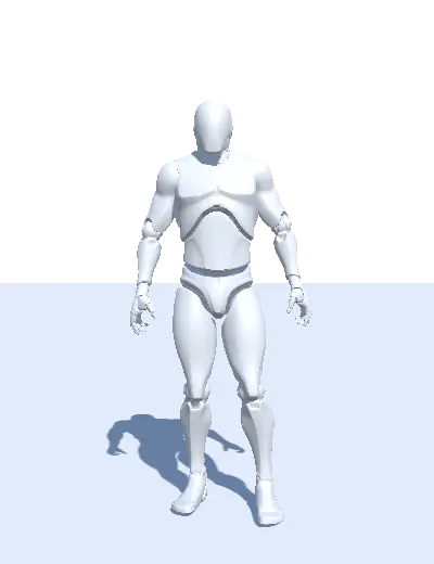 Animation of a 3D humanoid character performing a Idle action.